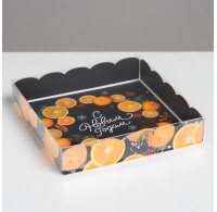 Коробка для печенья "С новым годом апельсины" 15х15х3 см